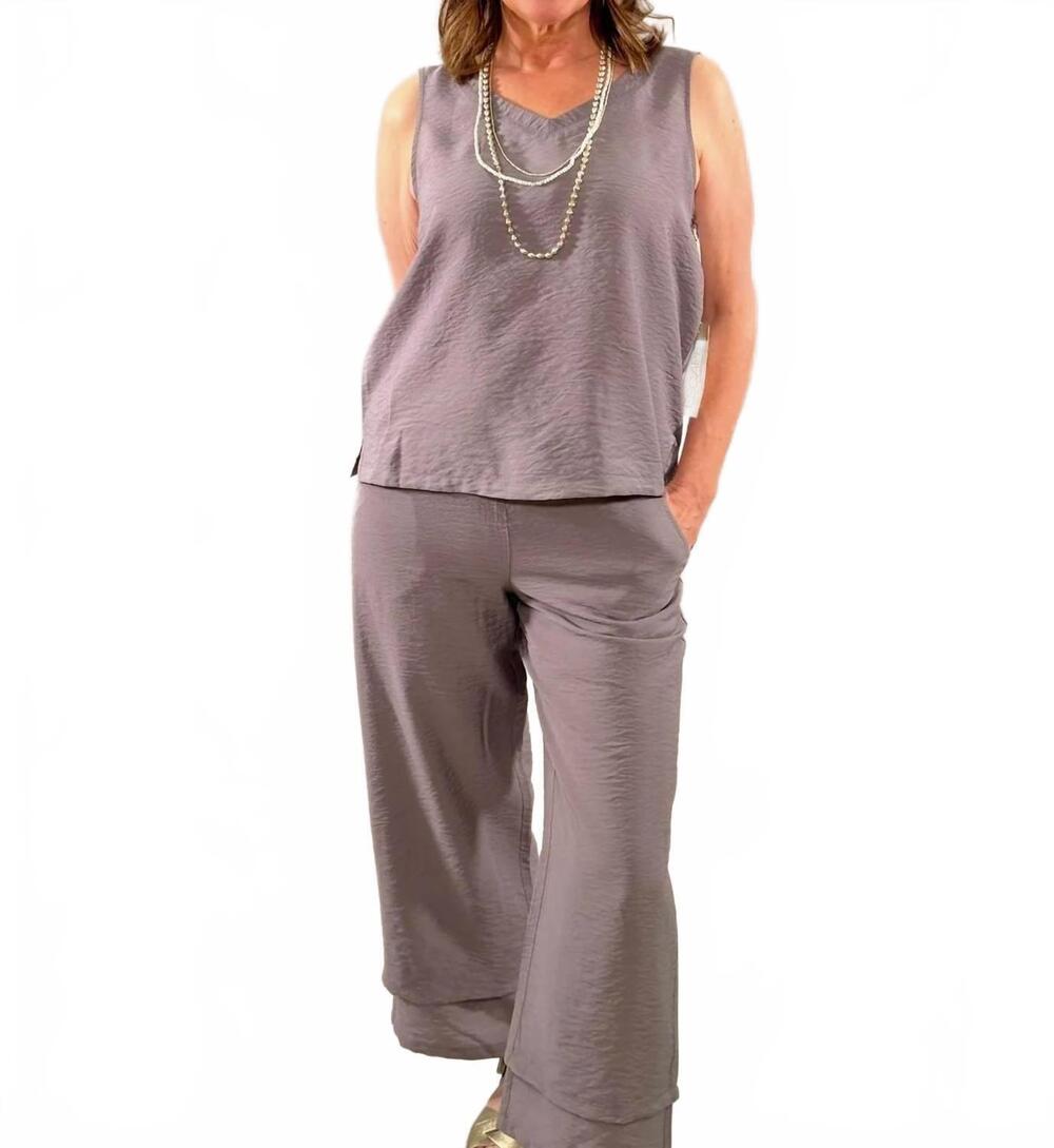NEW HABITAT chic mixed media tank top in fog